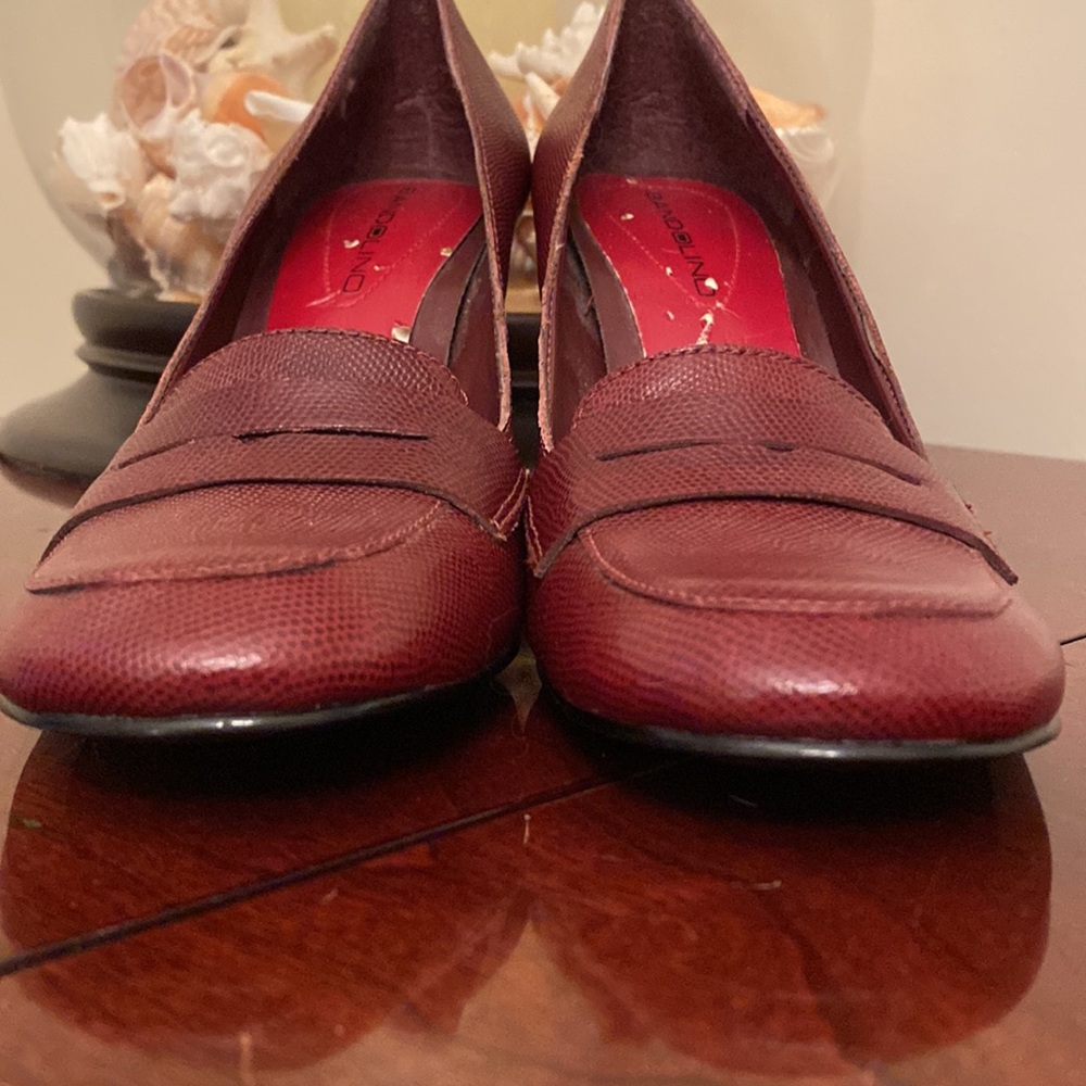 Bandolino Boyoko Vintage 90s Maroon Red Textured SZ 6.5M Classic Leather Heels - Picture 8 of 14